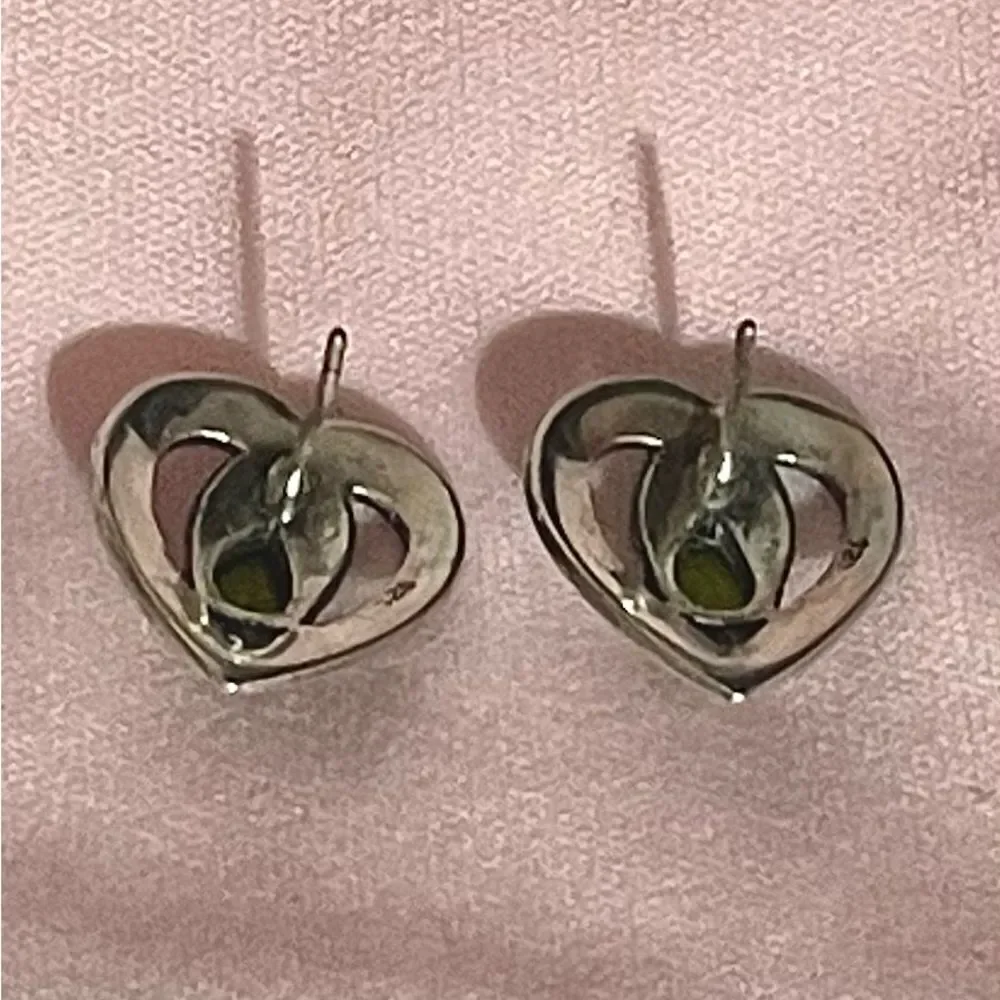 Elegant Heart-Shaped Sterling Silver and Peridot Earrings